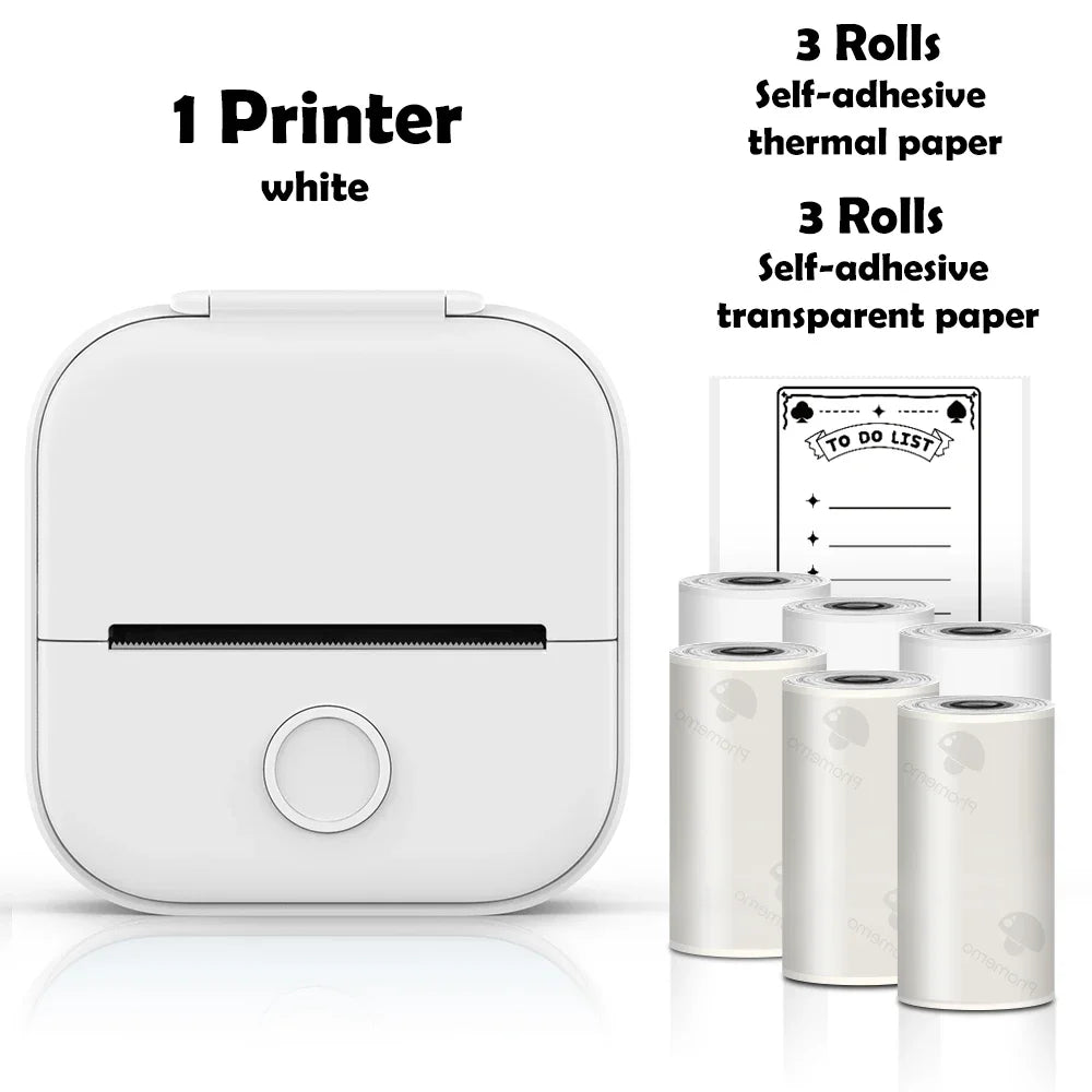 T02 Mini Thermal Printer Wireless Mini Pocket Printer, Adhesive Sticker Printer for DIY, Journal, Student Birthday Gift