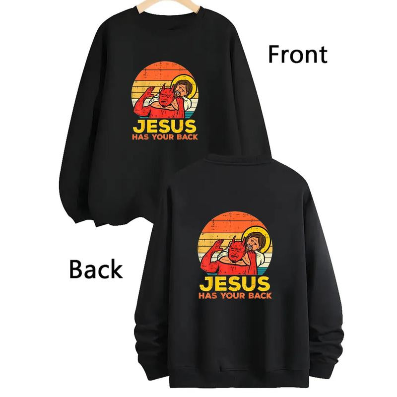 100% Cotton Jesus Has Your Back Jiu Jitsu Retro Christian Men T-Shirt Selected Pure Cotton Interesting Design DIY Short Sleeve T-Shirt for Men, Soft and Breathable