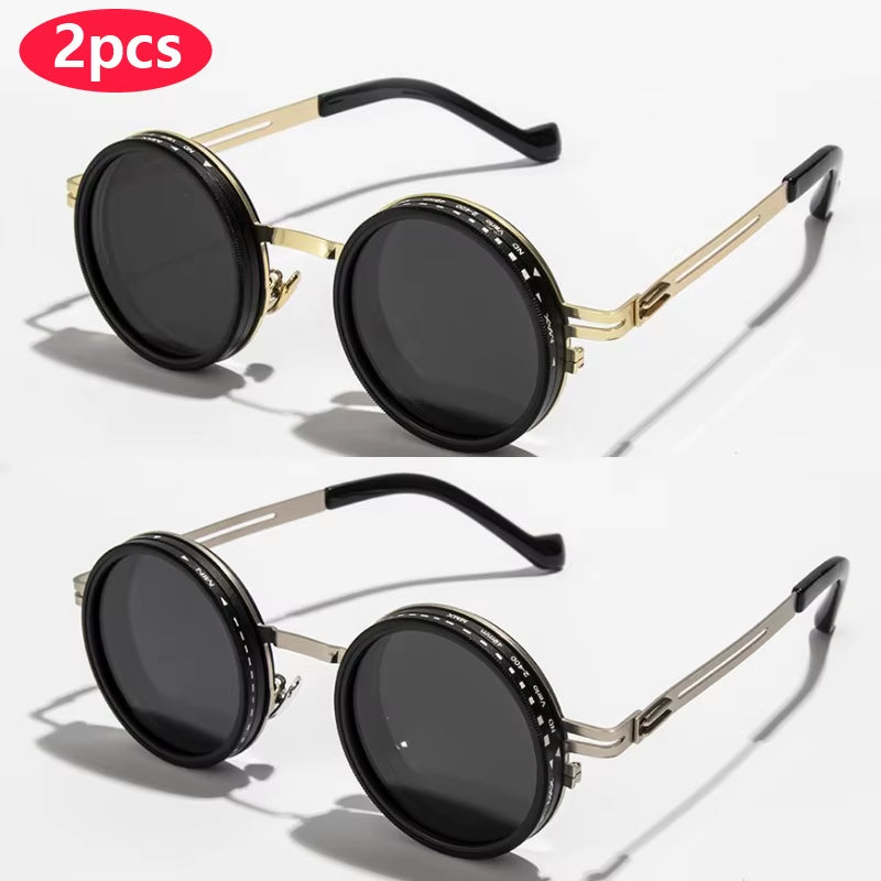 Polarized round Sunglasses ND9 Adjustable Dimming Sun Glasses Men Women Retro Punk Men'S Fishing Eyeglasses Outdoor Shades UV400