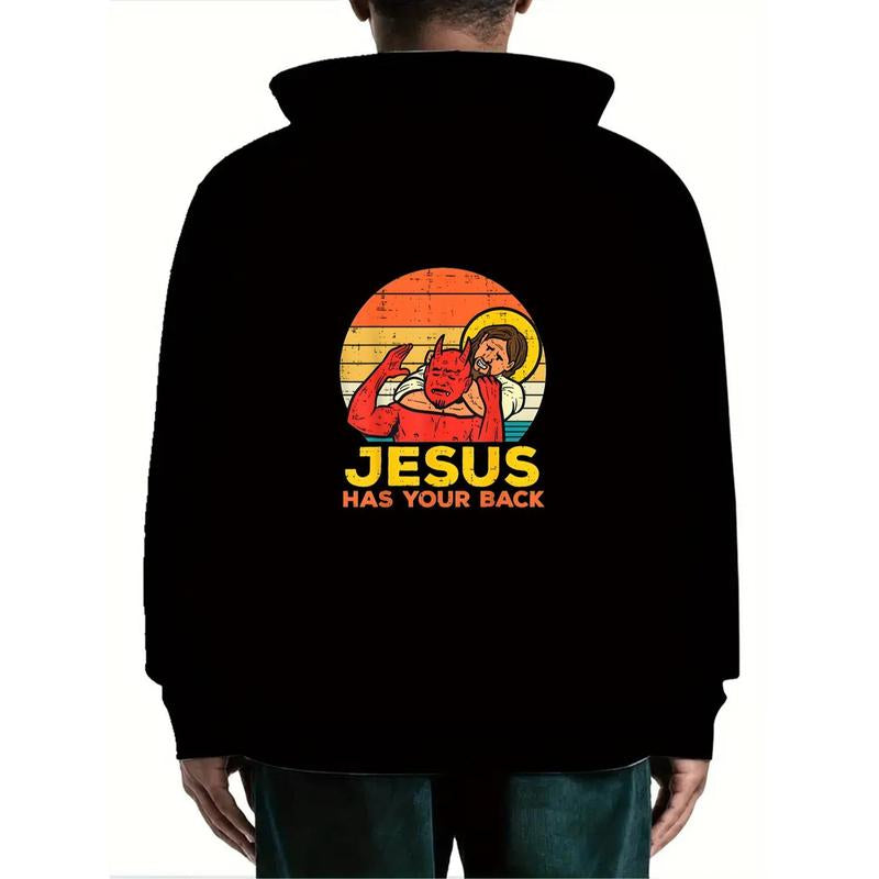 100% Cotton Jesus Has Your Back Jiu Jitsu Retro Christian Men T-Shirt Selected Pure Cotton Interesting Design DIY Short Sleeve T-Shirt for Men, Soft and Breathable