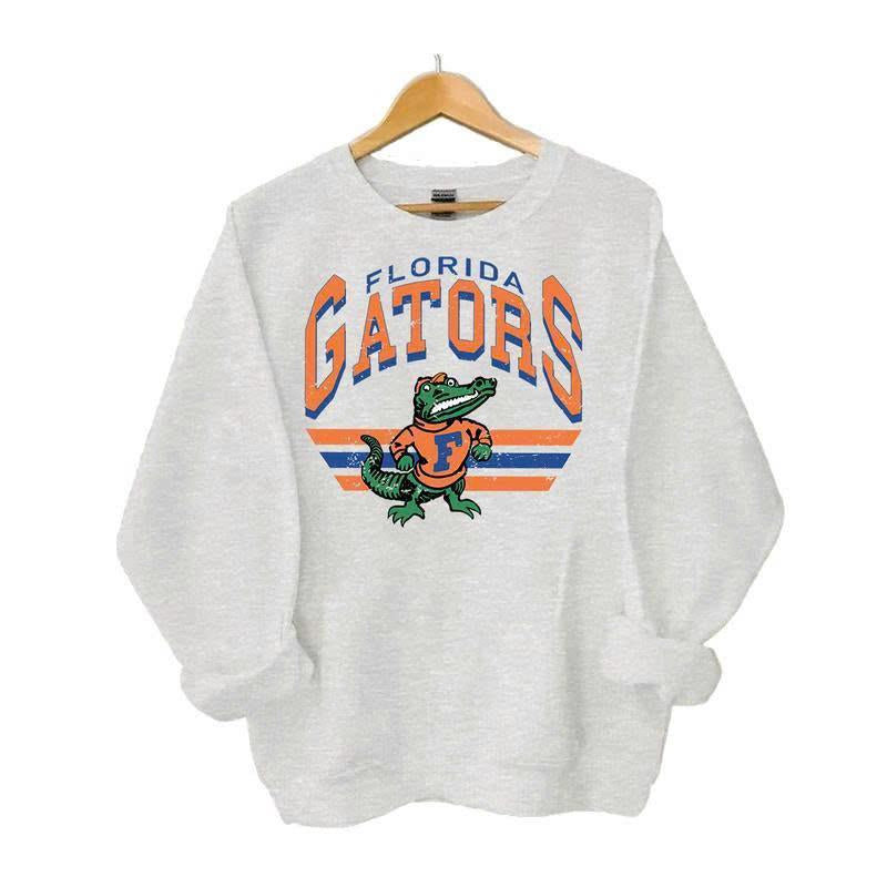 Retro Football College Football Mascot Crewneck Sweatshirt Classic Menswear Tops Cotton Sweaters Sport Fabric Casual Embroidered