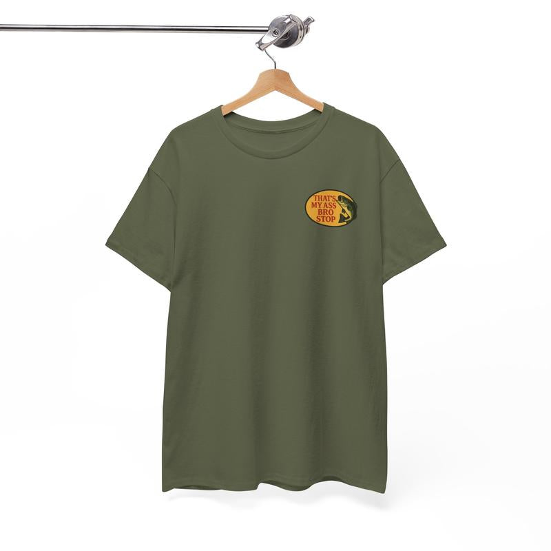 Bro Stop Unisex Heavy Cotton Tee - Fish Shirt - Funny - Butt - Joke - Edgy - Gift for Men and Women