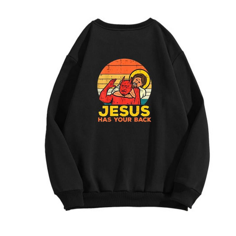100% Cotton Jesus Has Your Back Jiu Jitsu Retro Christian Men T-Shirt Selected Pure Cotton Interesting Design DIY Short Sleeve T-Shirt for Men, Soft and Breathable
