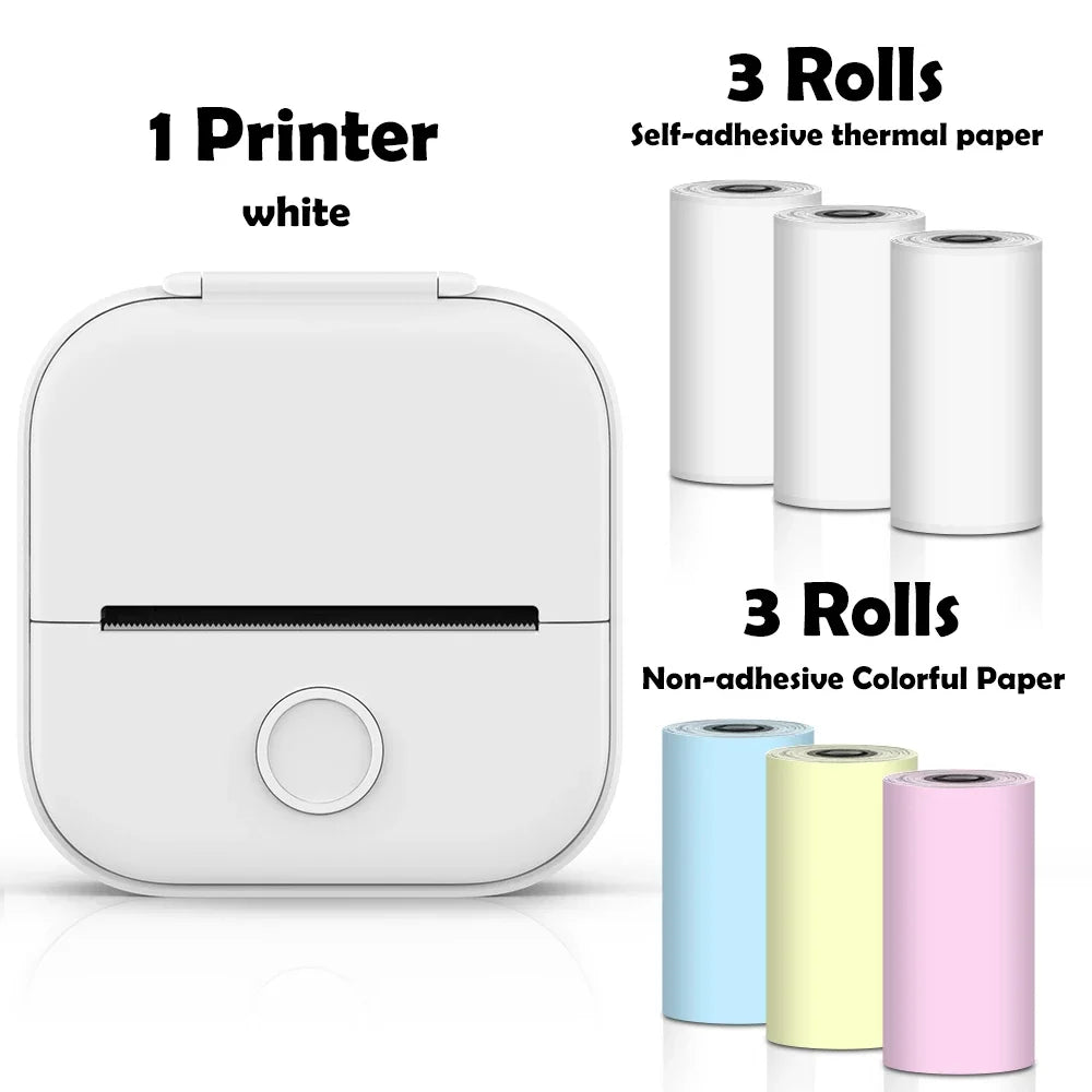 T02 Mini Thermal Printer Wireless Mini Pocket Printer, Adhesive Sticker Printer for DIY, Journal, Student Birthday Gift