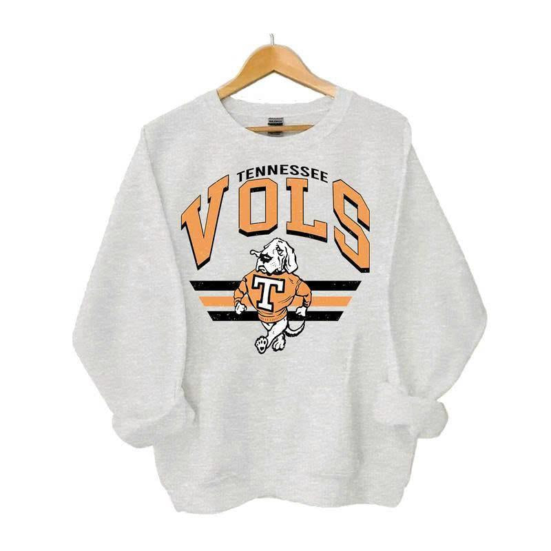 Retro Football College Football Mascot Crewneck Sweatshirt Classic Menswear Tops Cotton Sweaters Sport Fabric Casual Embroidered
