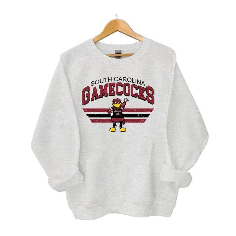 Retro Football College Football Mascot Crewneck Sweatshirt Classic Menswear Tops Cotton Sweaters Sport Fabric Casual Embroidered