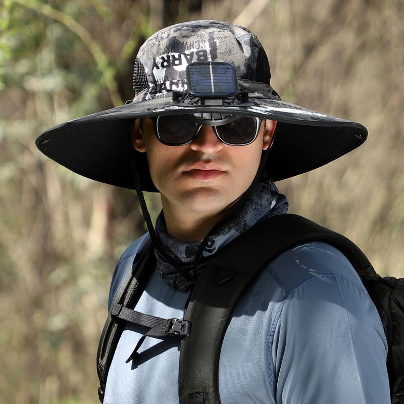 2025 New Solar Fan Outdoor Fishing Hat-Solar Sun Protection Sun Hat with Fan Solar Fan Hat Dual Power Supply Fan Outdoor Fan