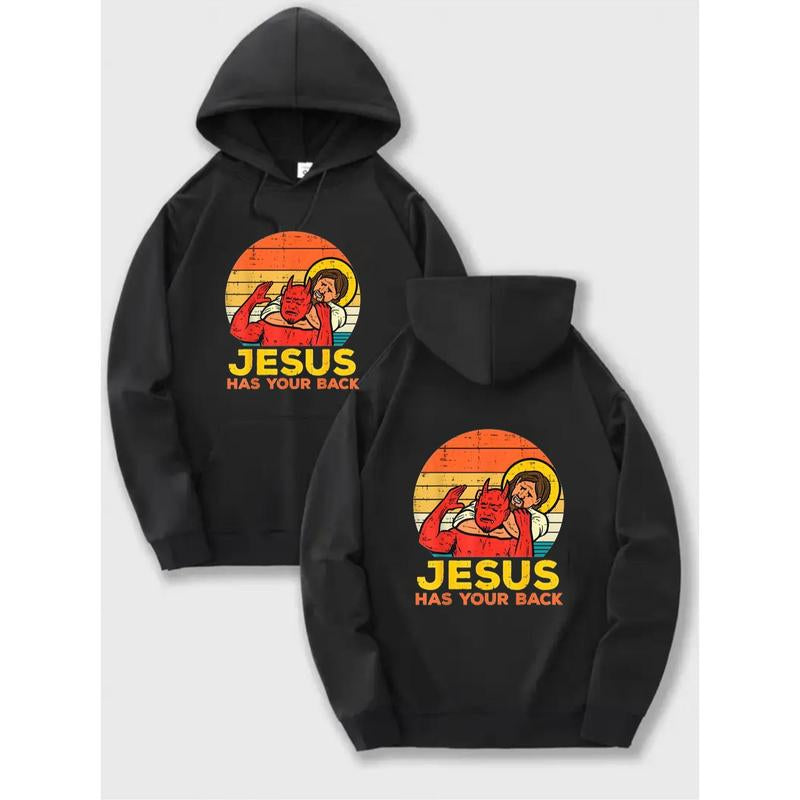 100% Cotton Jesus Has Your Back Jiu Jitsu Retro Christian Men T-Shirt Selected Pure Cotton Interesting Design DIY Short Sleeve T-Shirt for Men, Soft and Breathable