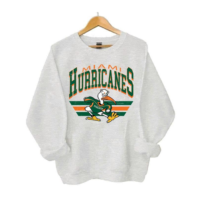 Retro Football College Football Mascot Crewneck Sweatshirt Classic Menswear Tops Cotton Sweaters Sport Fabric Casual Embroidered