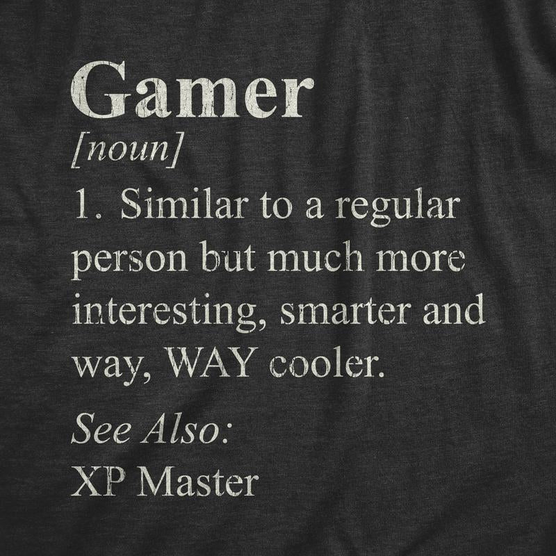 Mens Gamer Definition T Shirt Funny Video Games Lover Joke Tee for Guys Mens Funny T Shirts Cool Tees Soft Stylish Casual Menswear Sarcastic Apparel for Men Funny Gamer Short Sleeve Novelty Tees for Black -