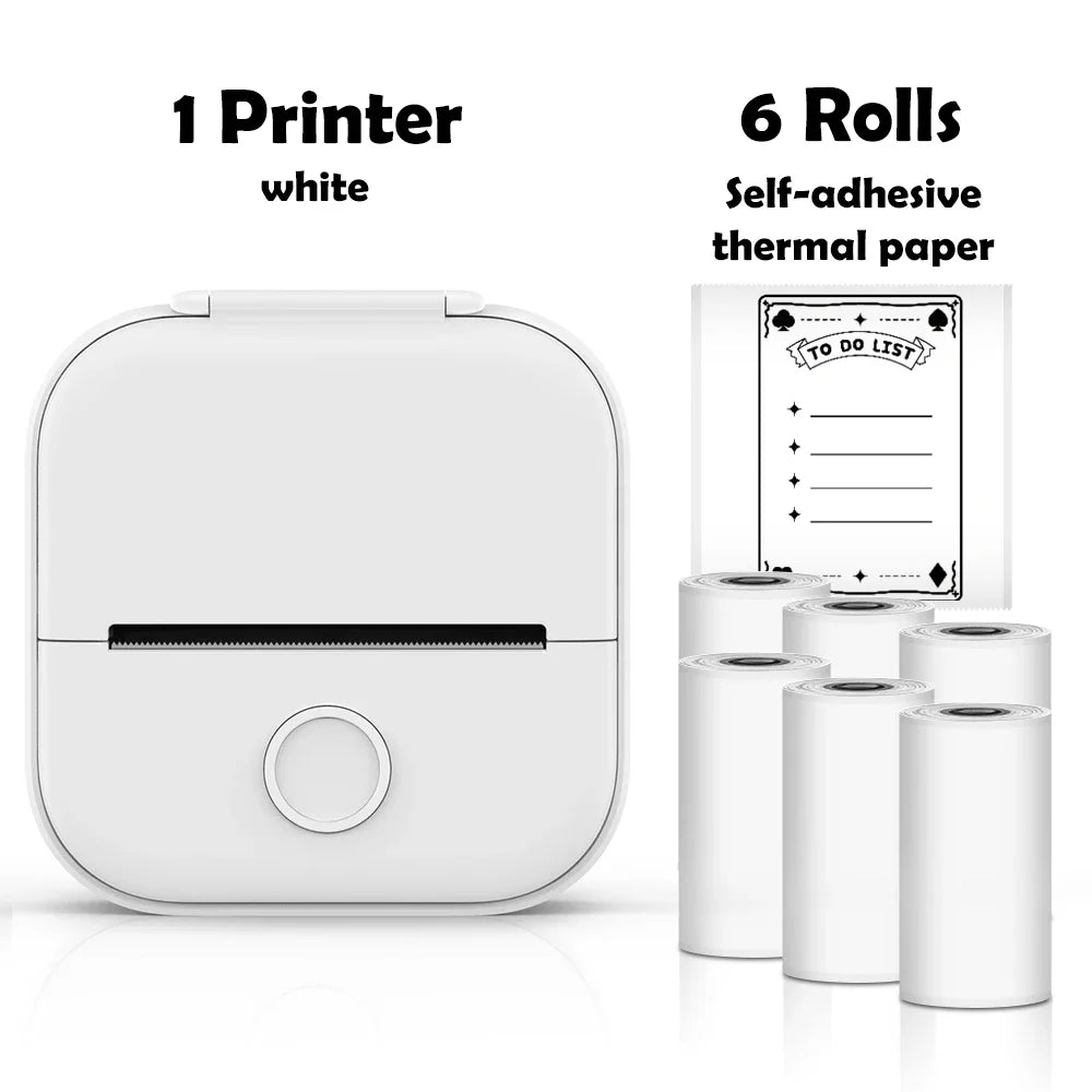 T02 Mini Thermal Printer Wireless Mini Pocket Printer, Adhesive Sticker Printer for DIY, Journal, Student Birthday Gift