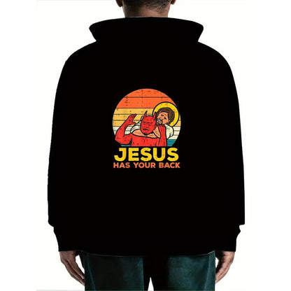 100% Cotton Jesus Has Your Back Jiu Jitsu Retro Christian Men T-Shirt Selected Pure Cotton Interesting Design DIY Short Sleeve T-Shirt for Men, Soft and Breathable