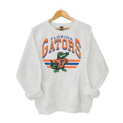 Retro Football College Football Mascot Crewneck Sweatshirt Classic Menswear Tops Cotton Sweaters Sport Fabric Casual Embroidered