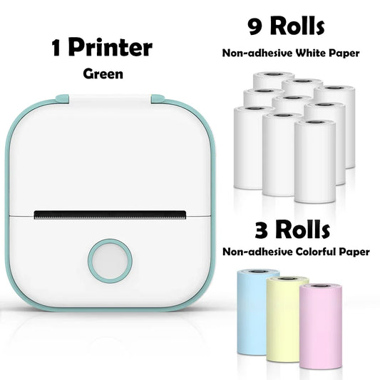 T02 Mini Thermal Printer Wireless Mini Pocket Printer, Adhesive Sticker Printer for DIY, Journal, Student Birthday Gift
