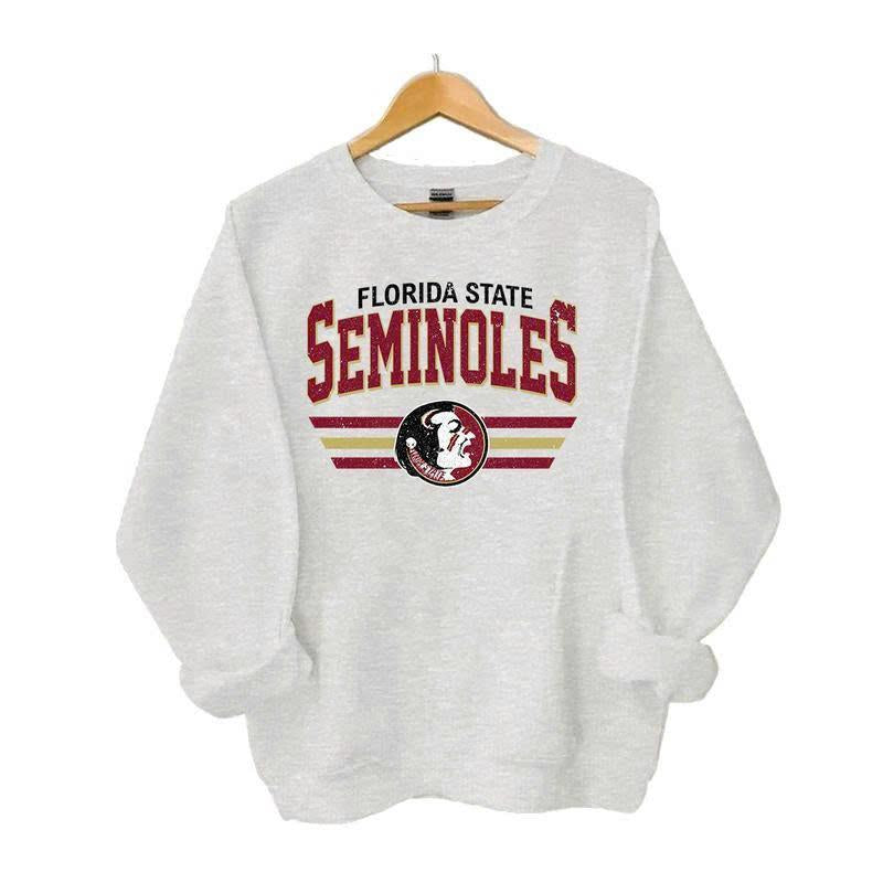 Retro Football College Football Mascot Crewneck Sweatshirt Classic Menswear Tops Cotton Sweaters Sport Fabric Casual Embroidered