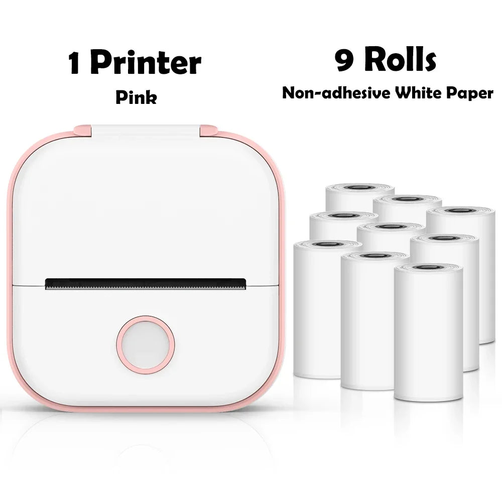 T02 Mini Thermal Printer Wireless Mini Pocket Printer, Adhesive Sticker Printer for DIY, Journal, Student Birthday Gift