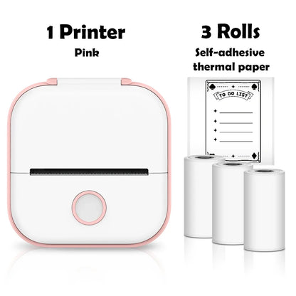 T02 Mini Thermal Printer Wireless Mini Pocket Printer, Adhesive Sticker Printer for DIY, Journal, Student Birthday Gift