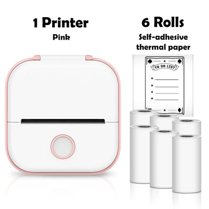 T02 Mini Thermal Printer Wireless Mini Pocket Printer, Adhesive Sticker Printer for DIY, Journal, Student Birthday Gift