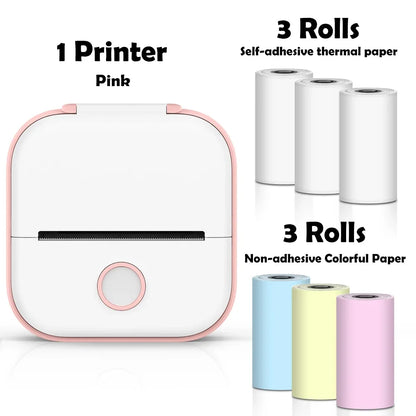 T02 Mini Thermal Printer Wireless Mini Pocket Printer, Adhesive Sticker Printer for DIY, Journal, Student Birthday Gift