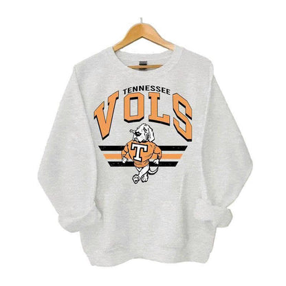 Retro Football College Football Mascot Crewneck Sweatshirt Classic Menswear Tops Cotton Sweaters Sport Fabric Casual Embroidered