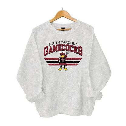Retro Football College Football Mascot Crewneck Sweatshirt Classic Menswear Tops Cotton Sweaters Sport Fabric Casual Embroidered