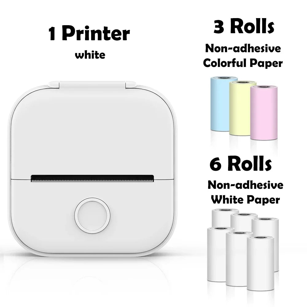 T02 Mini Thermal Printer Wireless Mini Pocket Printer, Adhesive Sticker Printer for DIY, Journal, Student Birthday Gift